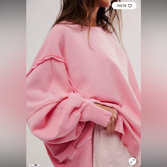 NWOT free people We The Free Camden Sweatshirt in Pink Sky. XS - Picture 3 of 8